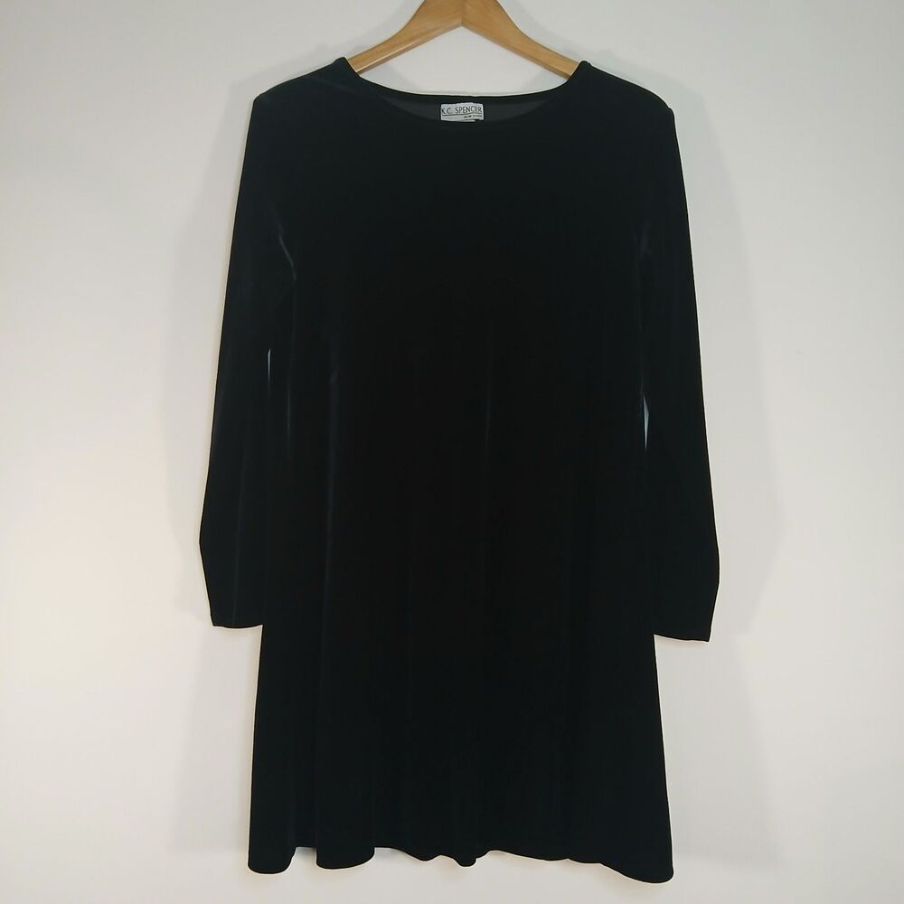 K.C. Spencer New York Black Velvet A-Line Dress Size 6 Vintage Witchy Romantic